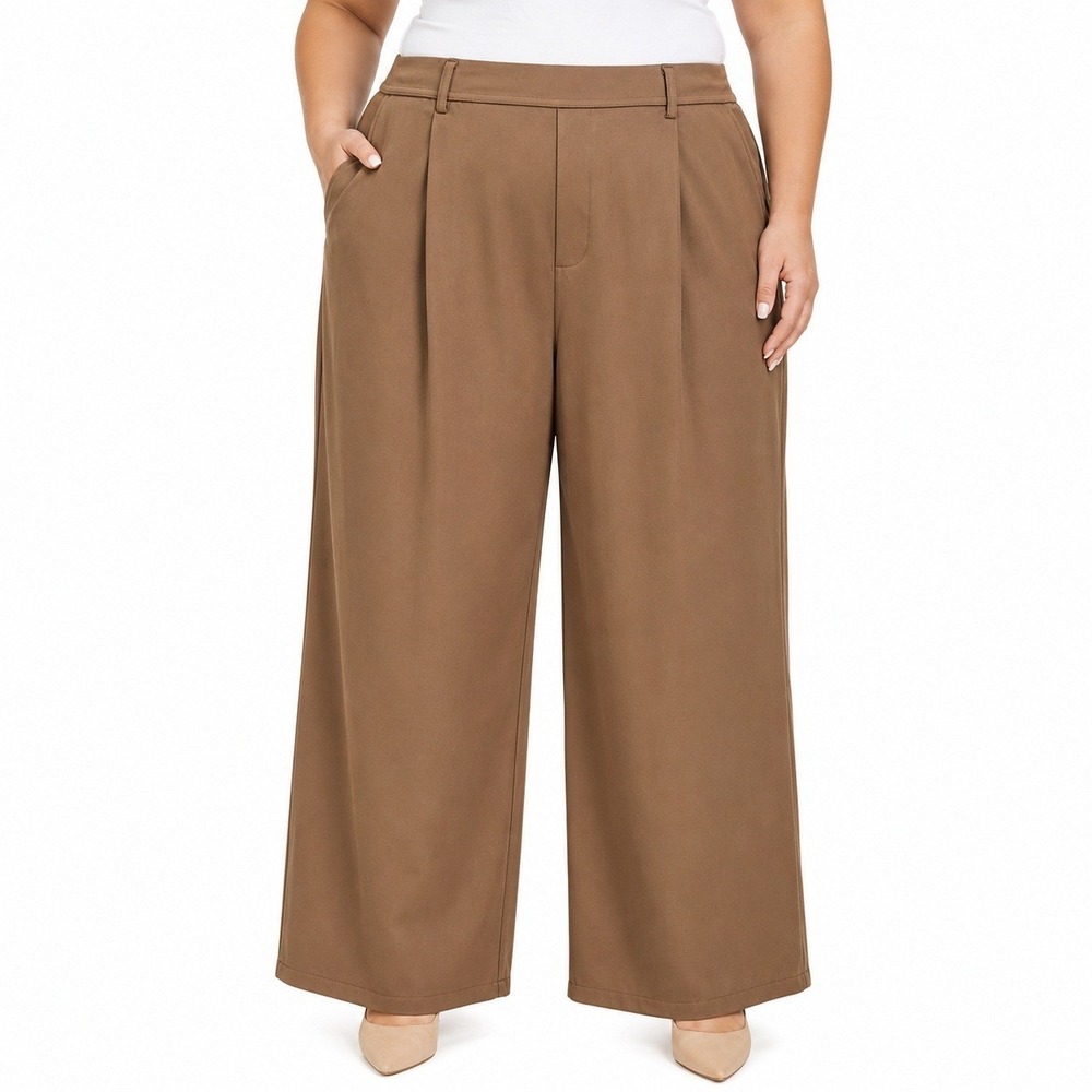 Halara Flex Wide Leg Work Pants XL Brown High Rise Business Casual Trousers